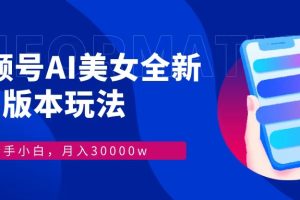 （12878期）视频号AI美女，最新9.0玩法新手小白轻松上手，月入30000＋