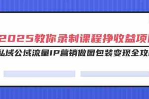 （14486期）2025教你录制课程挣收益项目，私域公域流量IP营销做图包装变现全攻略