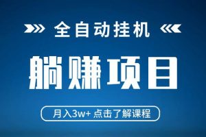 （14551期）全自动挂机项目 月入3w+ 真正躺平项目 不吃电脑配置 当天见收益
