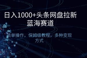 （8547期）日入1000+头条网盘拉新蓝海赛道，简单操作，保姆级教程，多种变现方式