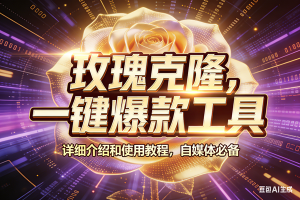 （17596期）玫瑰克隆工具，ai鲁大魔，自媒体必备神器，一键爆款神器，详细教程。