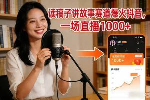 （17073期）读稿子讲故事赛道爆火抖音，一场直播日入1000+