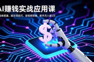 （16686期）AI赚钱实战应用课，智能体搭建、提示词技巧、音视频剪辑，新手月入破3万